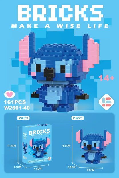 Stitch, Sanrio, and Mickey Mouse Cartoon Dolls - Micro-Particle Building Block Toys Compatible with Children's Gifts