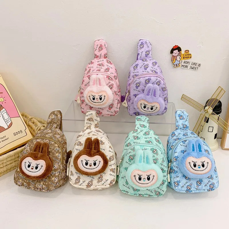 Kids Cartoon Plush Backpack – Cute Animal Crossbody Chest Bag, Lightweight & Spacious for School, Travel, Daily Use