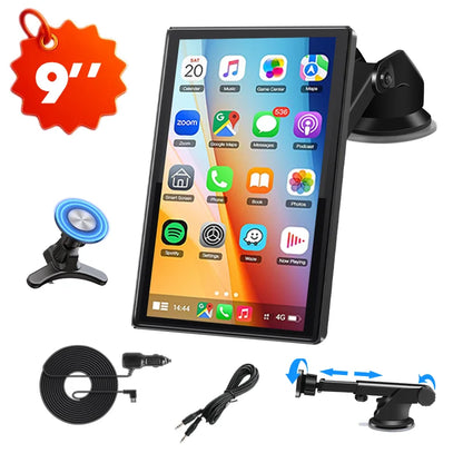 7/8/9'' Car Mirror Radio Display – Wireless CarPlay & Android Auto Multimedia Screen with Portrait & Landscape Support