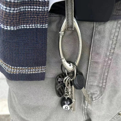 Twisted Metal Carabiner Keychain – Multifunctional Gothic Key Ring for Backpack & Waist Hanging Decor