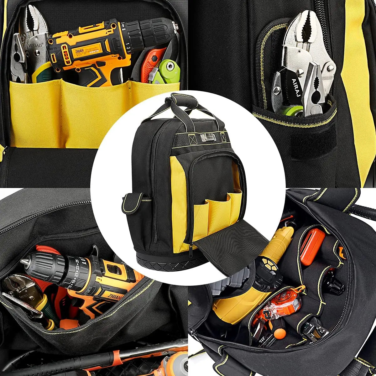 AIRAJ Waterproof Tool Backpack – Heavy Duty Organizer Bag for Electricians & Plumbers