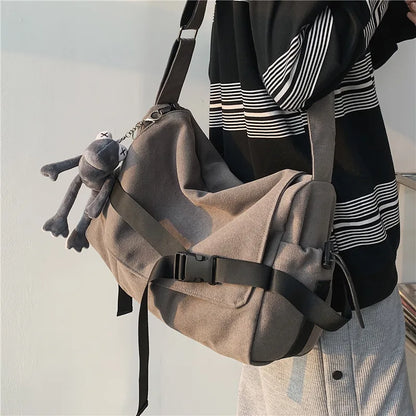 Canvas Messenger Bag – Large Capacity Shoulder Crossbody Handbag for Women, Men & Students, Fashion School & Daily Use