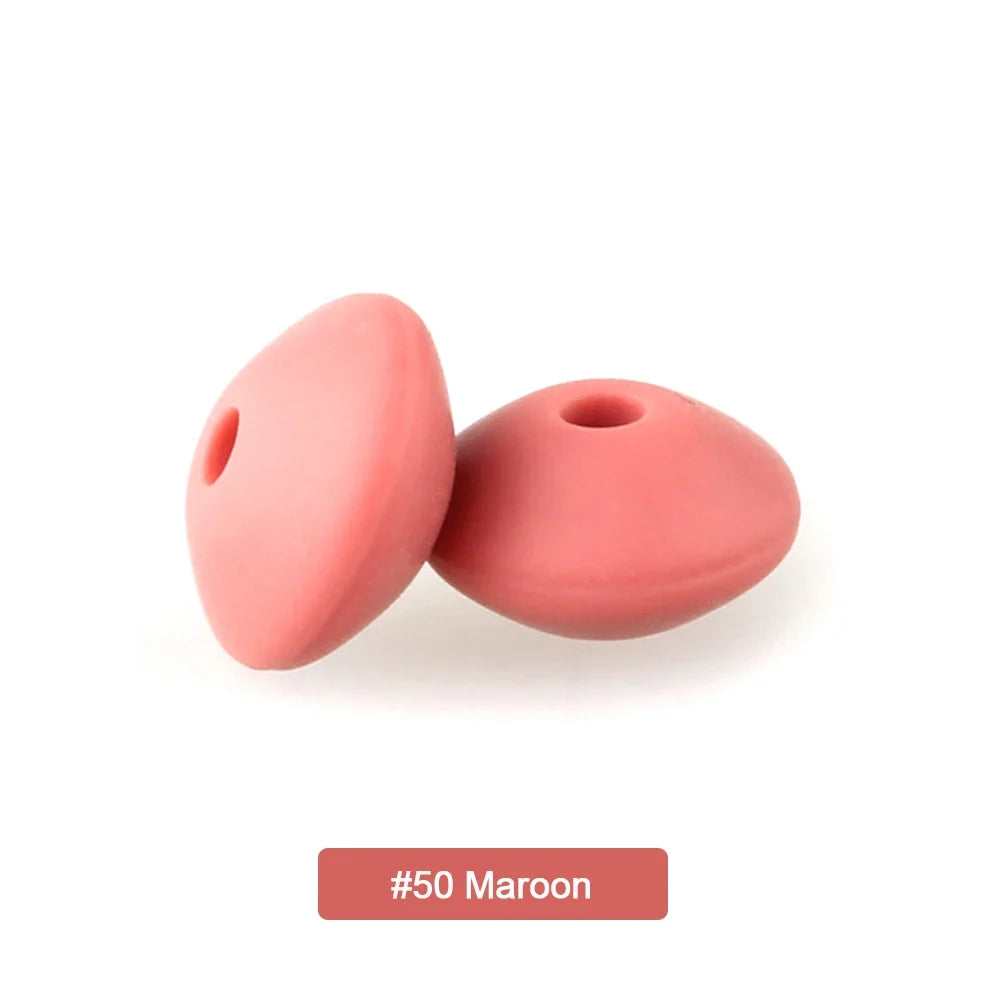 100/50/20Pcs Silicone Lentil Beads - 12mm BPA Free Loose Spacer Beads for DIY Jewelry Making Bracelets Necklaces Keychains
