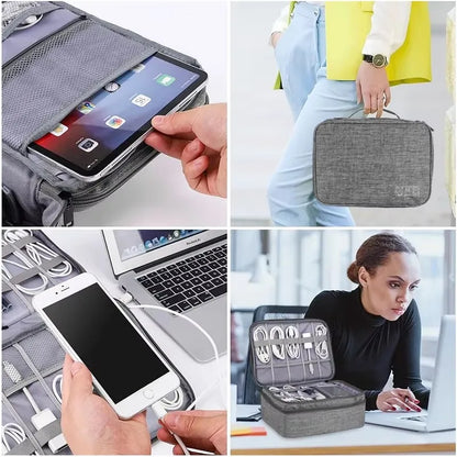 Portable Waterproof Travel Cable Organizer Bag – Digital Electronics USB Charger & Data Cord Storage
