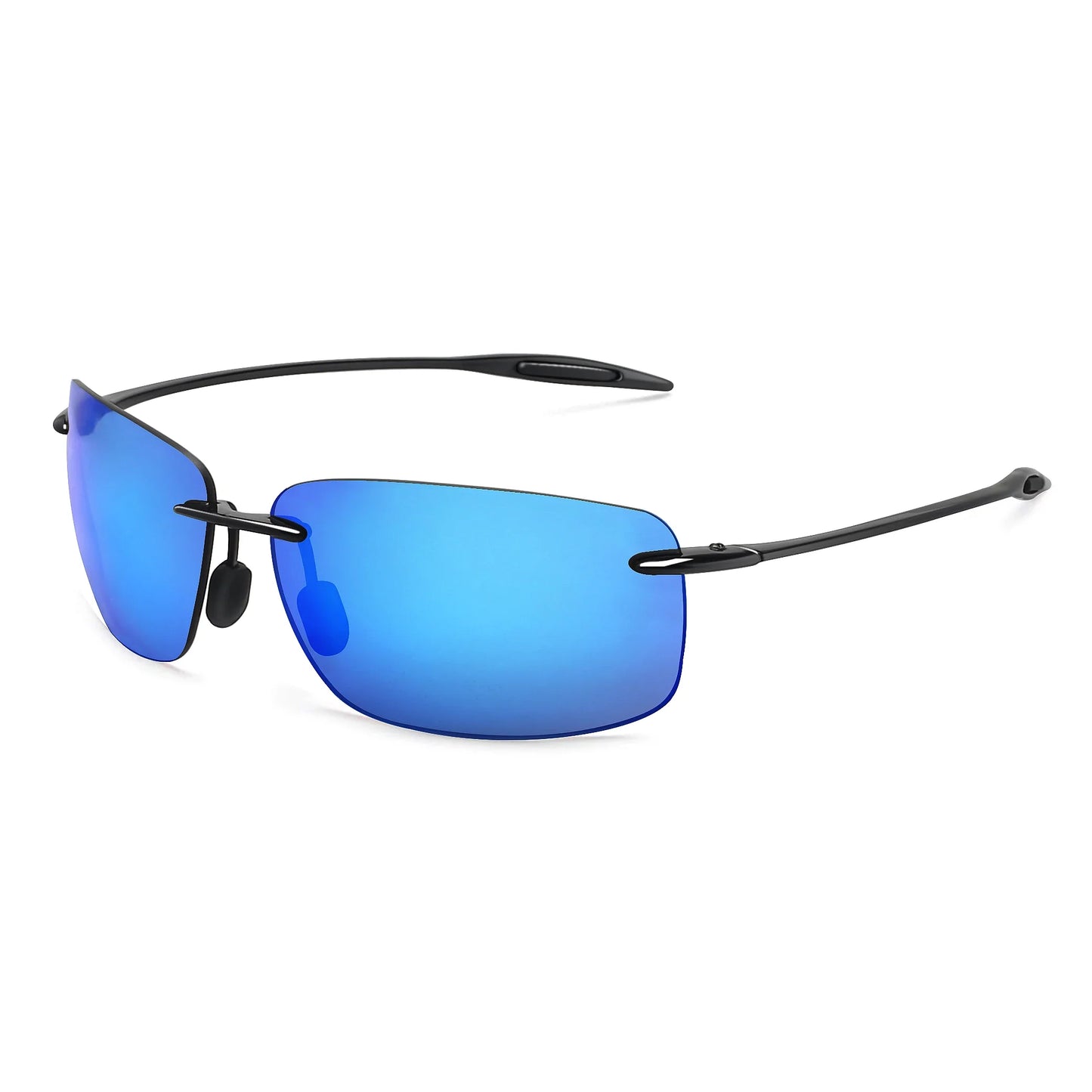JULI Polarized Classic Sports Rimless Sunglasses – Ultralight Rectangle Frame for Men, Ideal for Fishing, Driving, UV400 Protection, Model MJ8009