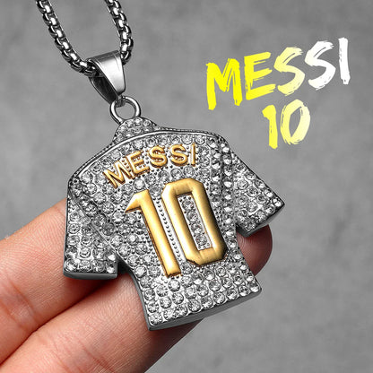 Football Legends Necklace – Messi, Cristiano Ronaldo, Neymar, Mbappé & Haaland Stainless Steel Pendant Chain Fashion Jewelry Gift for Men