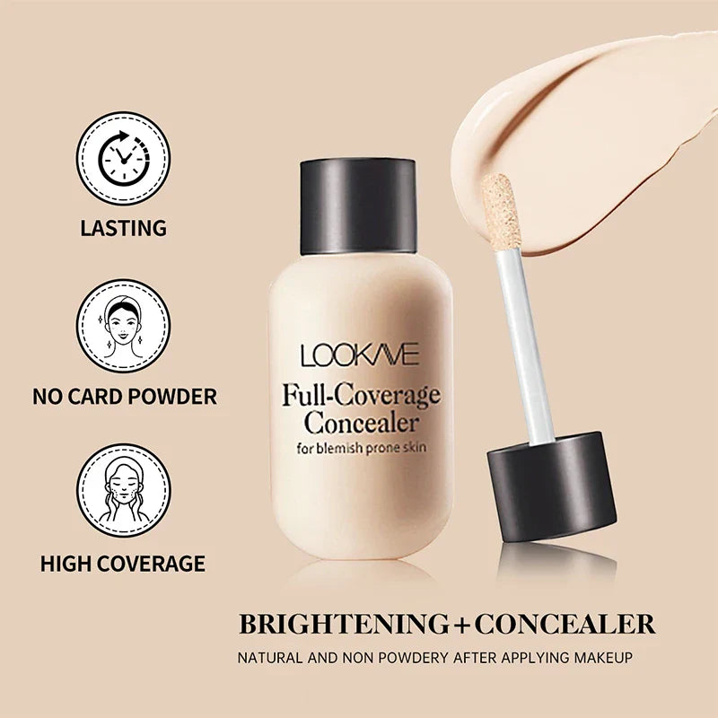 Full Coverage Liquid Concealer Cream – 12ml Waterproof Dark Circles & Face Foundation Makeup Base