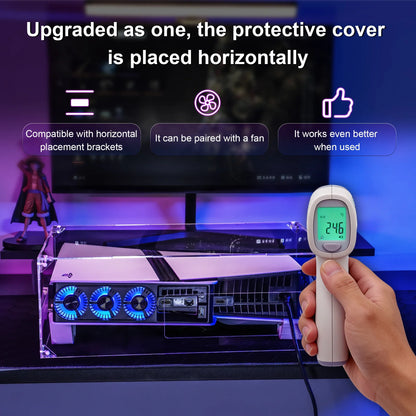 STARTRC Transparent Dust Cover for PS5 Pro & Slim – Acrylic Dust-Proof Cooling Fan Bracket Side-Open Protective Console Cover
