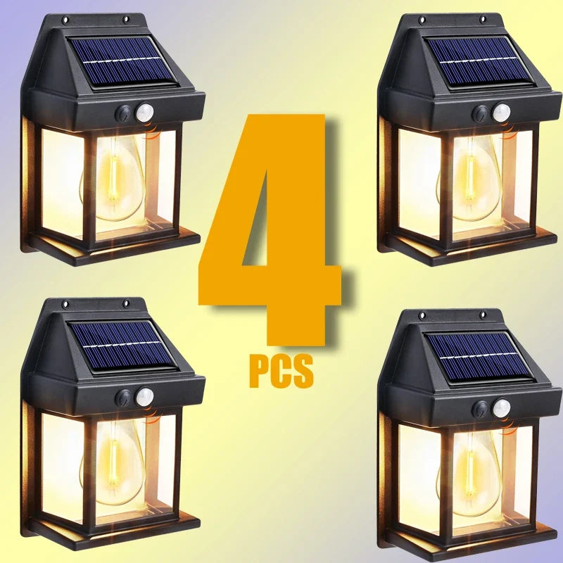 Solar Motion Sensor Wall Light - Waterproof Outdoor LED Garden Yard Lamp with 3 Lighting Modes