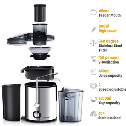 800W Juicer Machine – Big 3-Inch Mouth Fruit & Vegetable Juice Extractor, 2-Speed, Easy to Clean