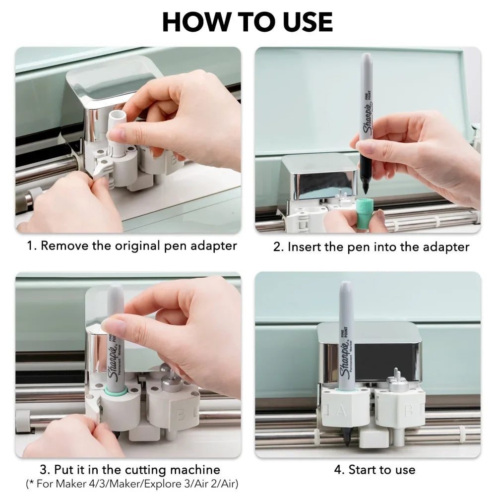5/9PCS Pen Adapters for Cricut Maker & Explore — Compatible with Sharpie Fine/Ultra Fine Point & Art Pens