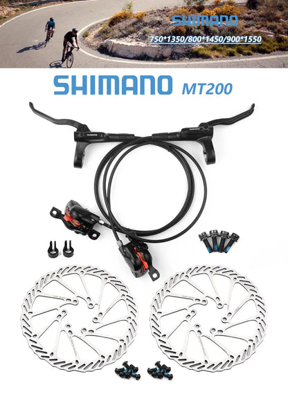 Shimano MT200 MTB Hydraulic Disc Brake Set – 160mm Rotors, BR-BL Calipers for Mountain Bike Cycling Parts