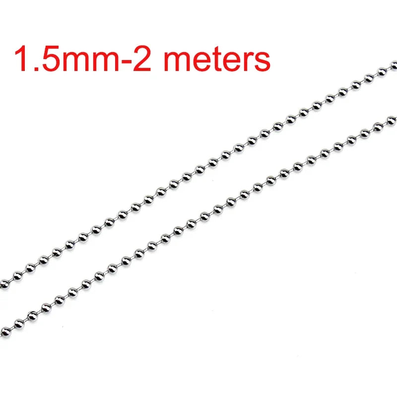 Stainless Steel Beaded Ball Chain - 1.5mm 2mm 2.4mm Bulk Jewelry Chain for DIY Necklaces & Craft Making Supplies