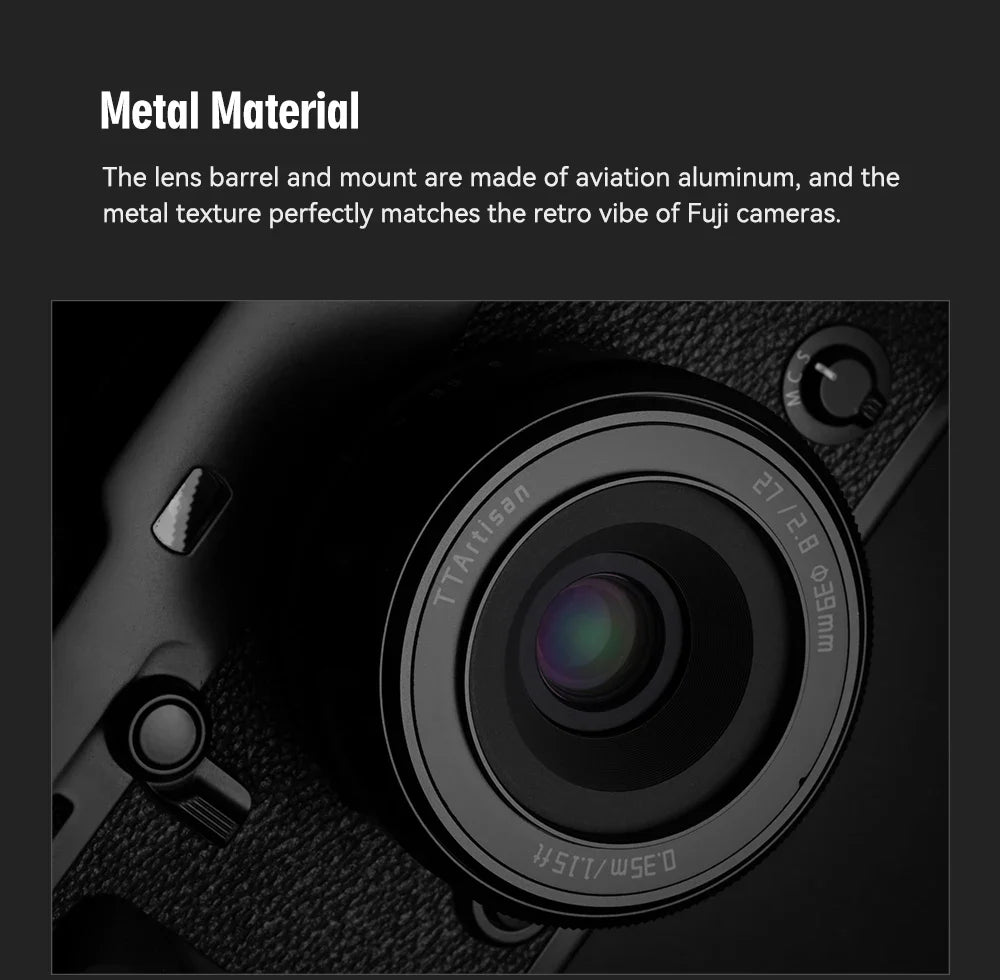 TTArtisan Auto Focus 27mm F2.8 Lens — APS-C STM for Fuji X, Fujifilm XF, Sony E, Nikon Z Mount (XA7, XT100)