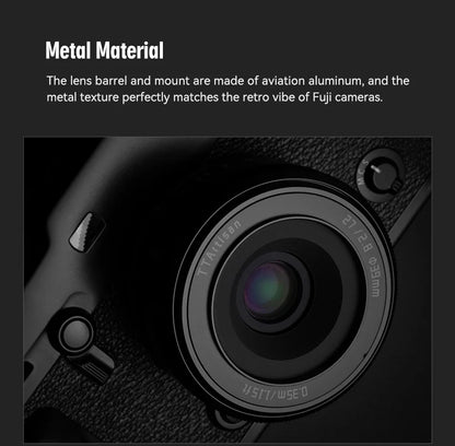 TTArtisan Auto Focus 27mm F2.8 Lens — APS-C STM for Fuji X, Fujifilm XF, Sony E, Nikon Z Mount (XA7, XT100)