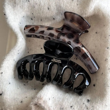 Large Acrylic Dragon Bone Hair Clip - French-Style Polka Dot Shark Hair Claw for Women