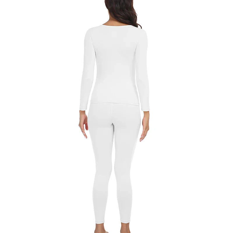 Women's Thermal Underwear Set - Fleece-Lined Long Johns Base Layer Top and Bottom, 2 Piece Set