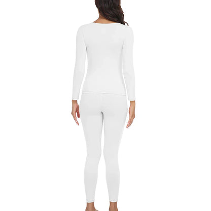 Women's Thermal Underwear Set - Fleece-Lined Long Johns Base Layer Top and Bottom, 2 Piece Set