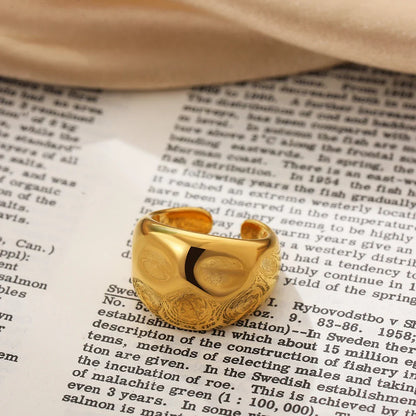 Vintage Stainless Steel Chunky Ring – Punk Irregular Adjustable Open Ring for Women, Wedding Jewelry Gift