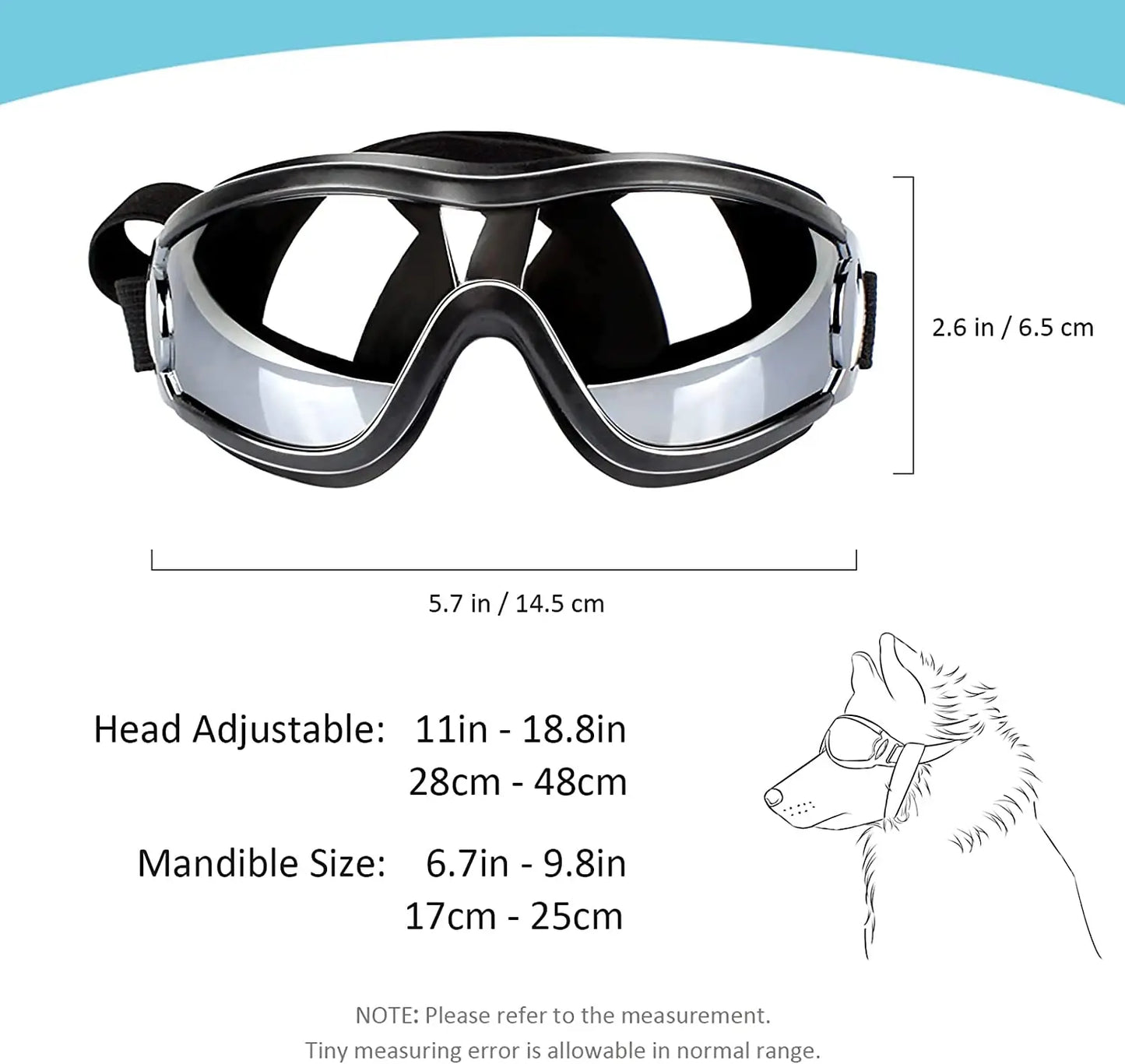 Adjustable Dog Sunglasses: Anti-Fog Goggles for Travel Skiing, Snow, and Outdoor Adventures - Pet Goggles for Medium to Large Dogs