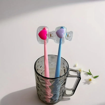 Portable Toothbrush Covers - Hygienic Toothbrush Head Protector Caps & Storage Clips