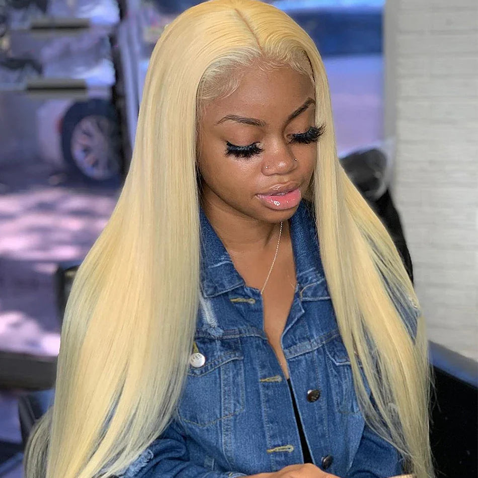 13x6 HD Transparent 613 Blonde Lace Front Wig – Brazilian Bone Straight Bob Human Hair Wig