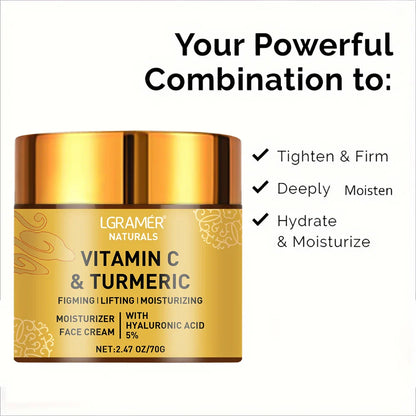 Turmeric Vitamin C Face Cream – Retinol Moisturizer for Firming, Repairing & Brightening Skin