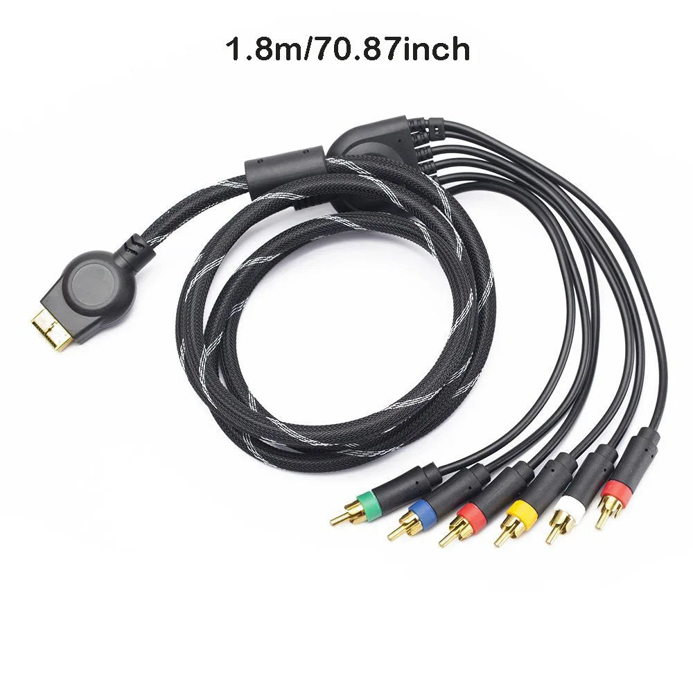 Sony PlayStation PS1/PS2/PS3 AV Cable 1.8M – Gold Plated YPbPr RCA Audio Video Cord for Game Console Connection