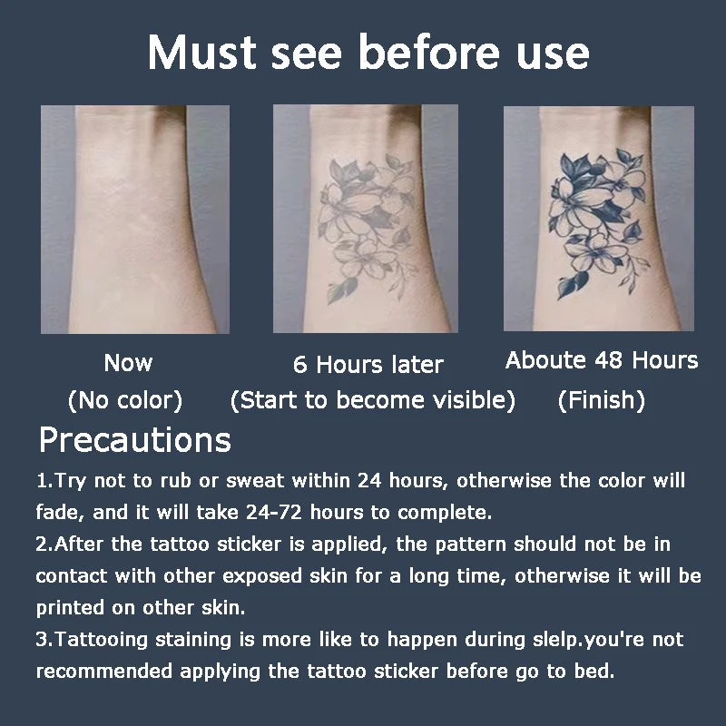 Lightning Hand Back Tattoo Sticker — Waterproof Herbal Juice Semi-Permanent Fake Tattoo for Arms & Legs