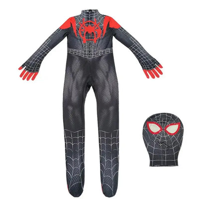 Miles Spider-Man Costume Jumpsuit — Superhero Bodysuit with Head Cover for Halloween & Cosplay Party