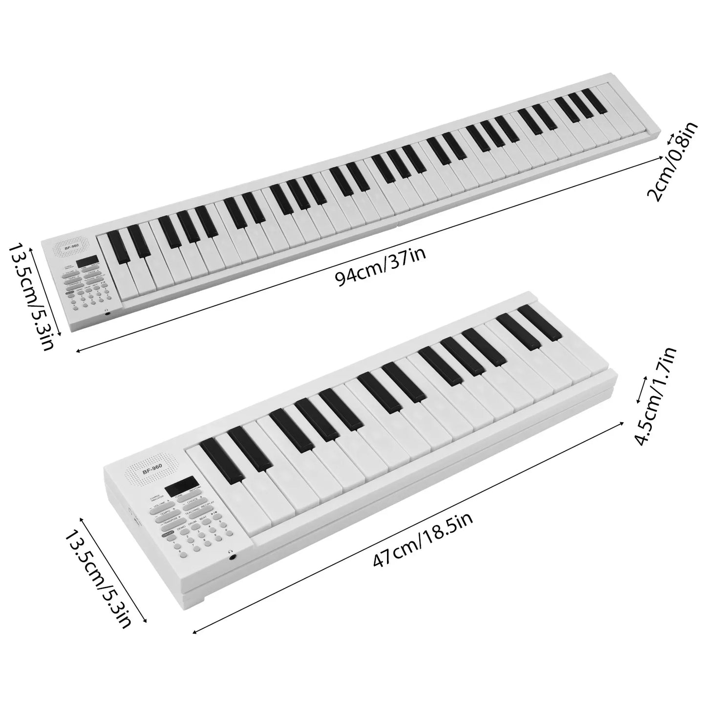 61 Key Foldable Electronic Piano Keyboard, Multifunctional with LED Display & Built-in Battery, Digital Piano