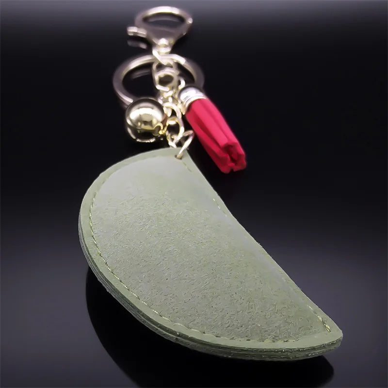 Kawaii Watermelon Crystal Keychain – Gold Alloy Leather Fruit Keyring for Women & Men, Bag & Car Accessory