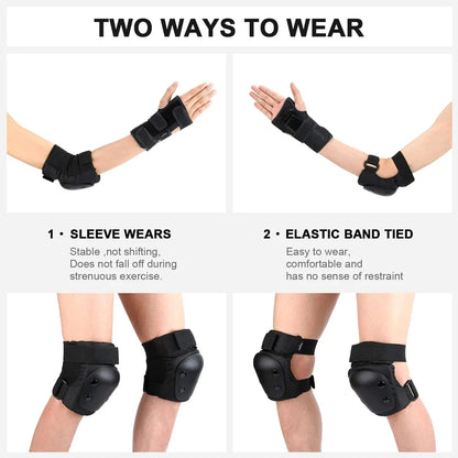 Adult/Kids 6-in-1 Protective Gear Set – Knee Pads, Elbow Pads & Wrist Guards for Skating, Skateboarding, Scooter & BMX