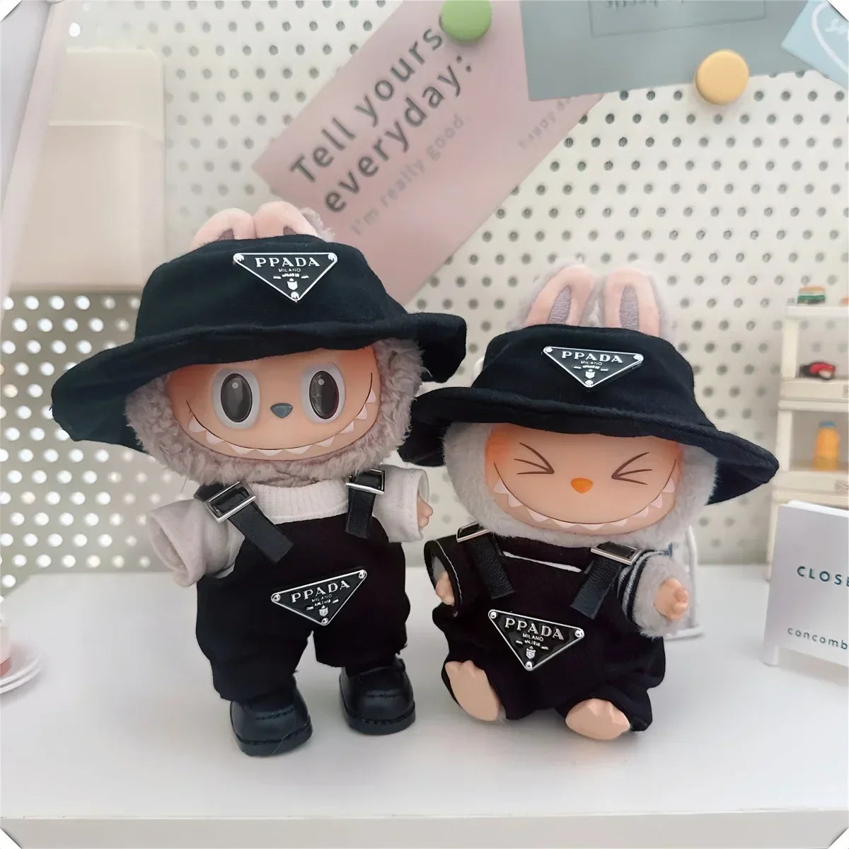17cm Labubu Mini Doll Outfit Set - Hat, Clothes & Shoes for Labubu II Sitting Party Game Accessories