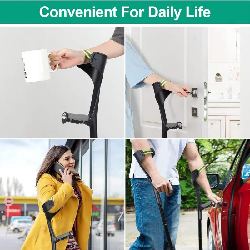 Lightweight Adjustable Aluminum Forearm Crutches for Adults — Foldable Elbow Crutch with Cuff for Walking