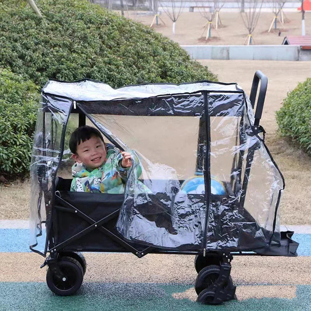 Waterproof PVC Rain Cover for Camping Trolley Folding Garden Picnic Wagon Stroller 91x51x74cm