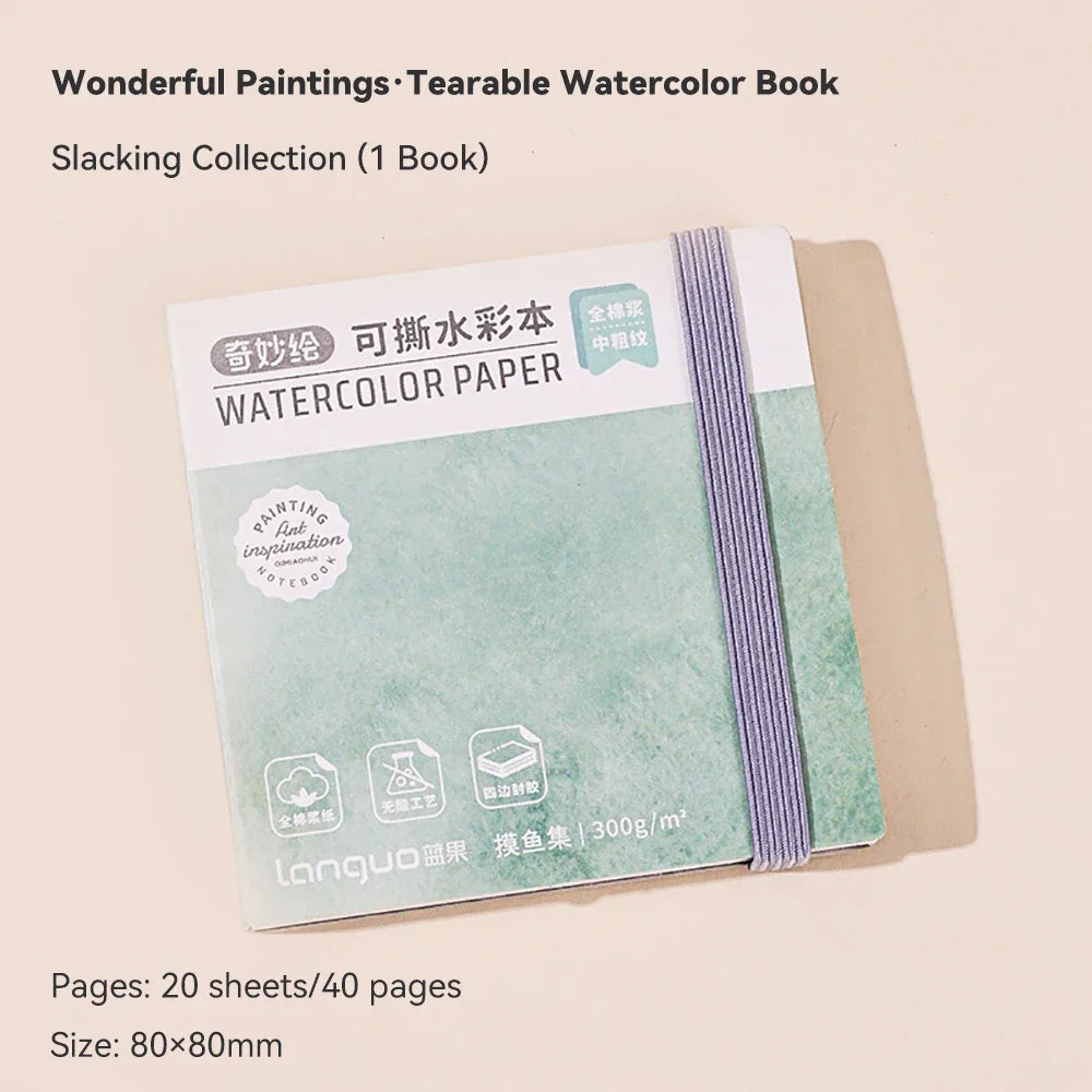 100% Cotton Mini Watercolor Paper Book – 300gsm Tearable Sketchbook Journal for Drawing & Painting
