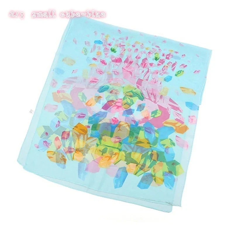 Women’s Chiffon Scarf – Long Butterflies & Branch Pattern Shawl, Elegant Versatile Retro Fashion Accessory