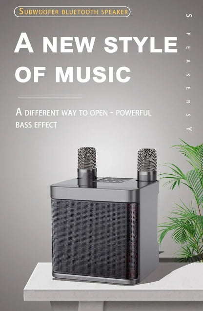 Portable Karaoke Machine with 2 Wireless Microphones — Boombox Player with AUX, TF Card, U Disk & Voice Changer for Parties