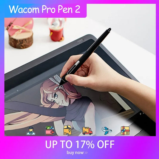 Wacom Pro Pen 2 KP-504E - 8192-Level Pressure Stylus for Intuos Pro & Cintiq Pro Tablets