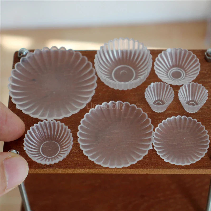 8PCS 1:6 Miniature Dollhouse Tableware Set – Mini Bowls & Plates for Blythe & BJD Dolls