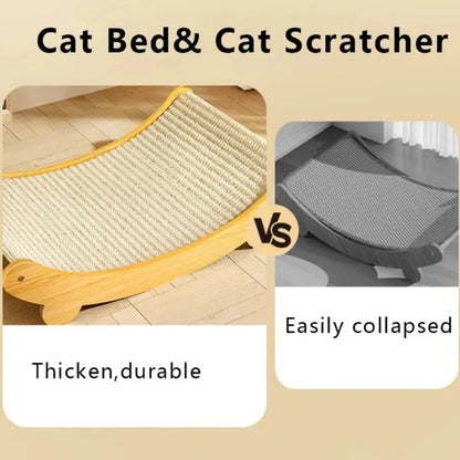 Wooden Cat Scratching Pads – Multifunctional Sleeping Bed and Detachable Scratch Board | Wear-Resistant Kitten Toys