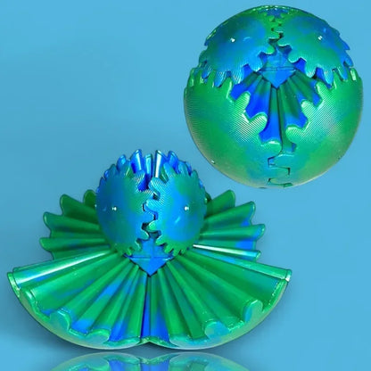 3D Printed Gear Ball Fidget Toy – Spinning Stress Relief Cube for Kids & Adults