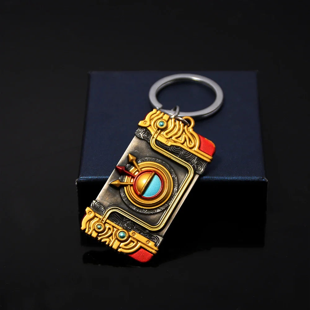 Zelda Tears of the Kingdom Purah Pad Keychain – Master Sword & Hylian Shield Pendant for Fans
