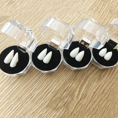 Vampire Fangs False Teeth - Halloween Costume Props with Denture Adhesive for Parties & Decor