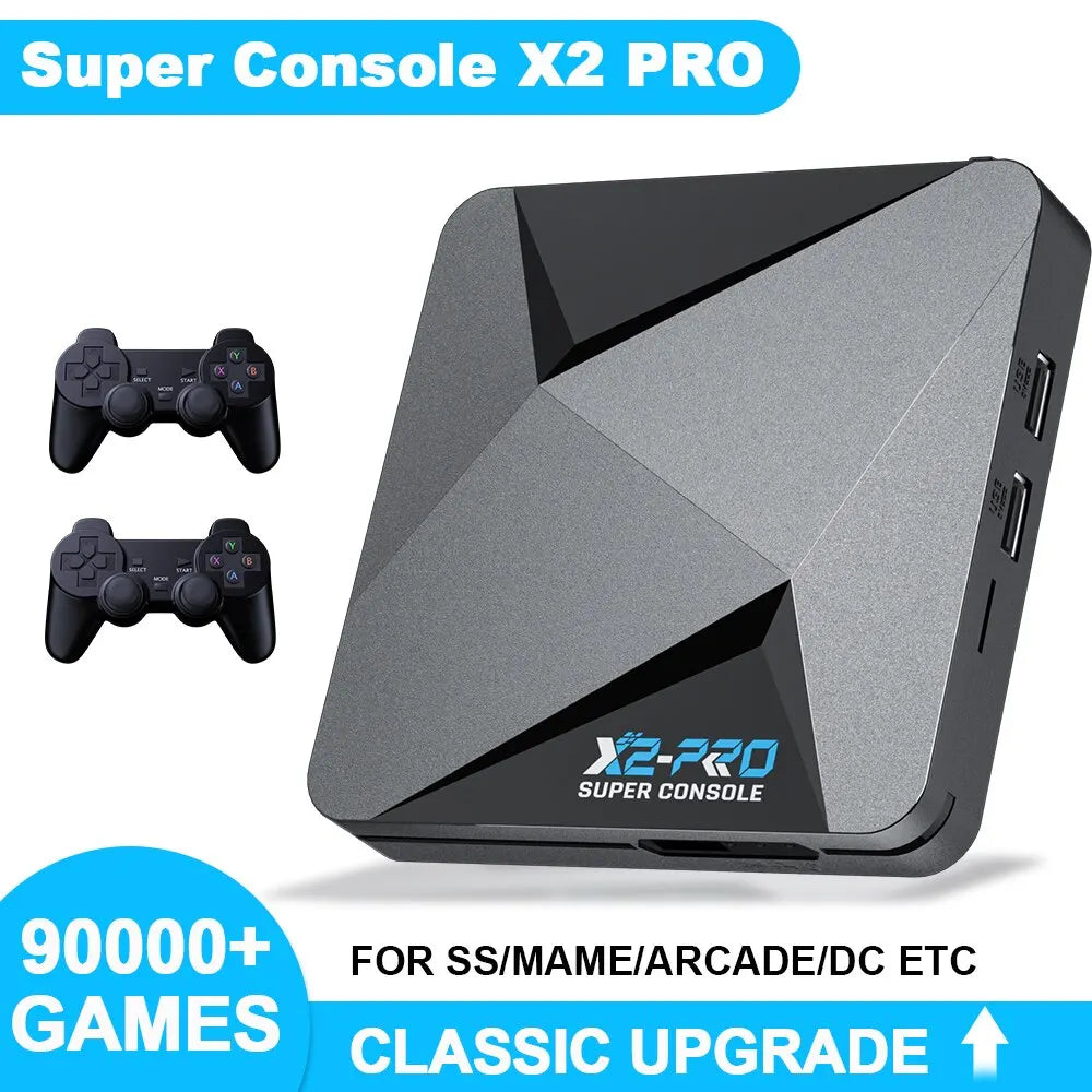 KINHANK Super Console X2 Pro Retro Game Box with 60,000 Built-in Games – Arcade, MAME, DC & SS Support with Wireless Gamepad Gift Set