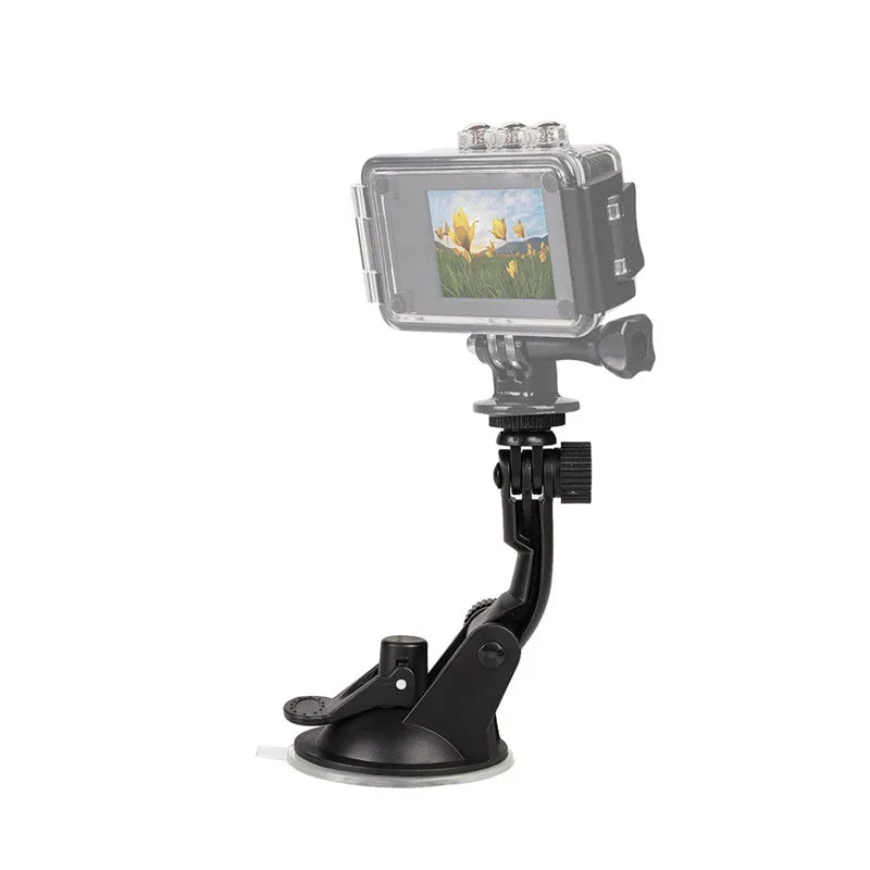 Suction Cup Car Mount with Tripod Adapter — Phone & GoPro Holder for Action Cameras