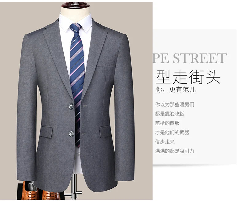 2023 Men’s Two-Button Wedding Suit — Korean Slim Fit Fashion Business Formal Two-Piece Set (Blazer + Trousers)