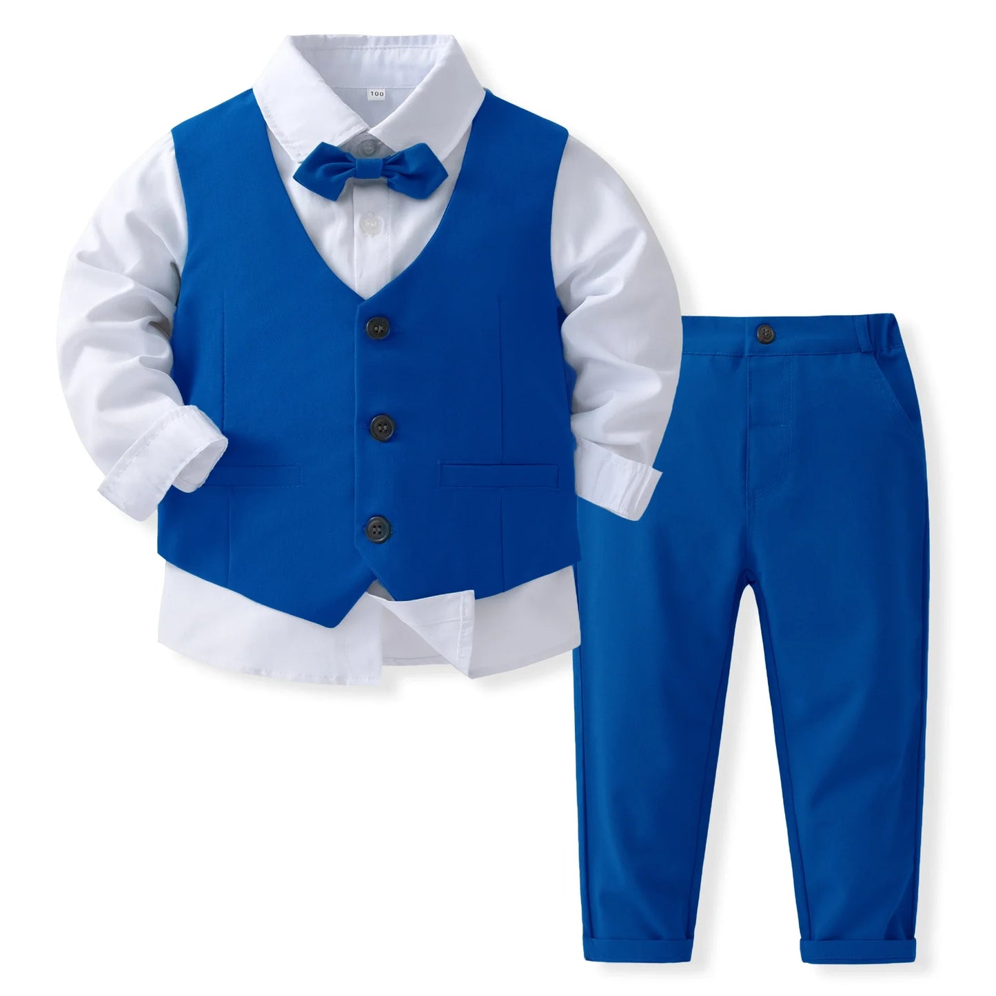 Gentleman Outfit for Boys – Spring Autumn Birthday Cotton Vest & Suit Set, Kids Solid Formal Clothing