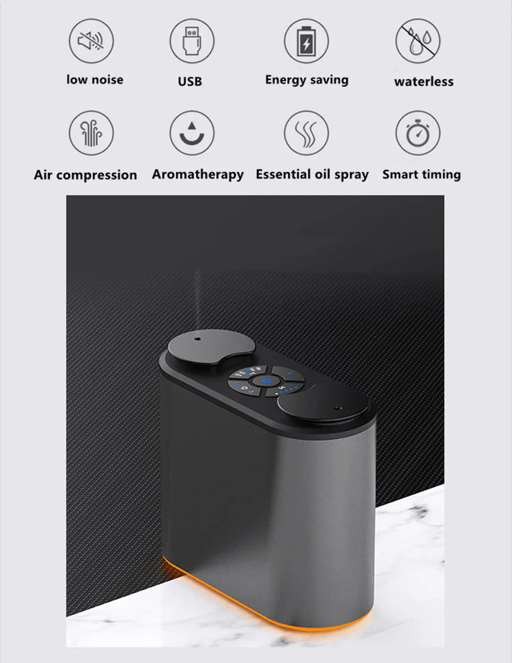 Waterless Aroma Diffuser – USB Aluminum Essential Oil Nebulizer & Air Humidifier for Home & Hotel"